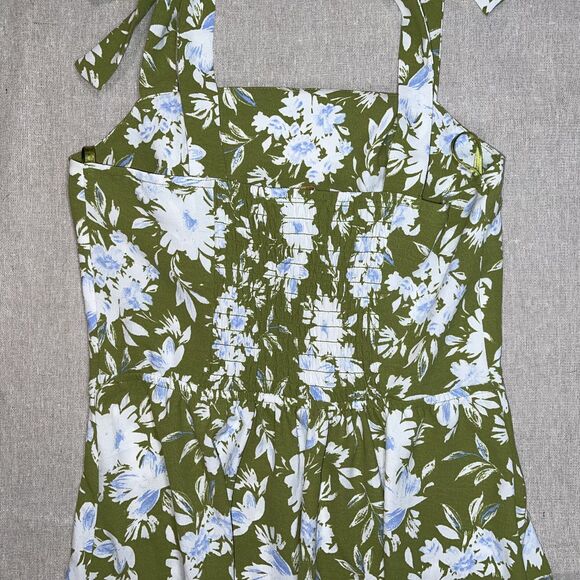 Monteau Los Angeles Chartreuse Green and White Floral Midi Dress - Medium - Picture 4 of 11